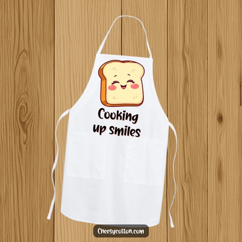 Funny Toast Apron: A smiling toast character gives a wink, adding a touch of playful humor and warmth to your cooking attire.