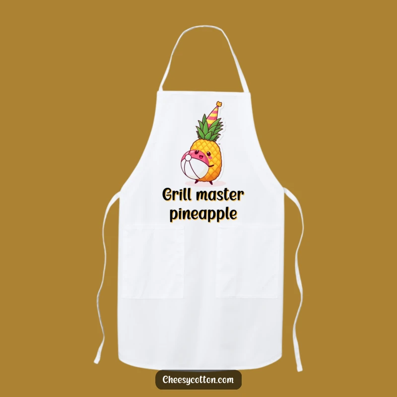 Funny Kawaii Pineapple BBQ Apron: Hilarious Gift for Tropical Grilling