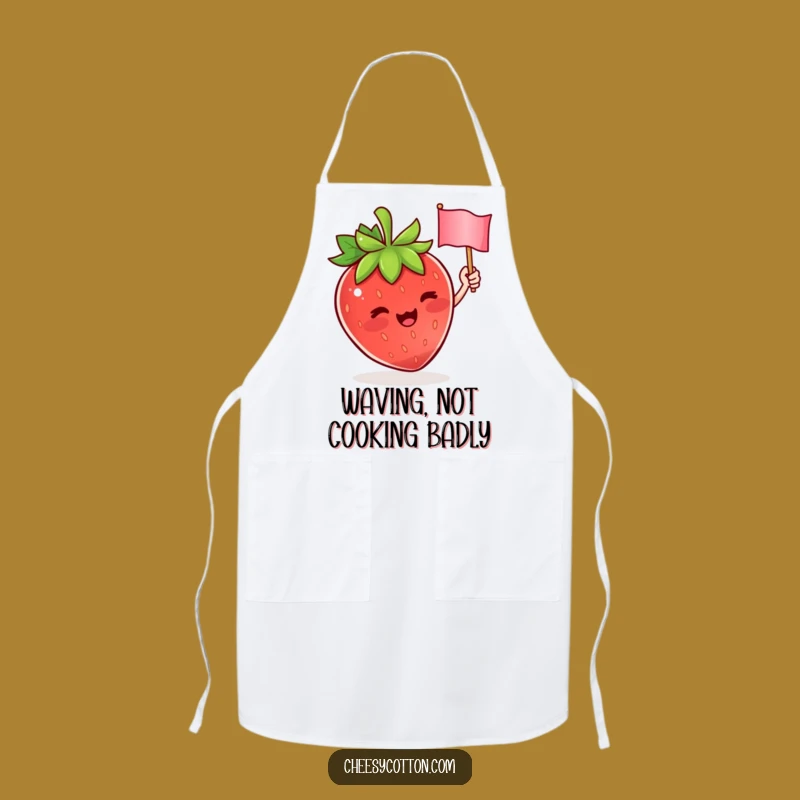 Funny Strawberry Flag Apron: Cute Character Kitchen Wear for Cheerful Cooking