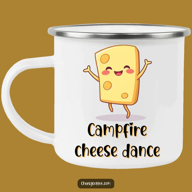 Funny Cheese Dance Camping Mug: Outdoor Fun with a Hilarious Character