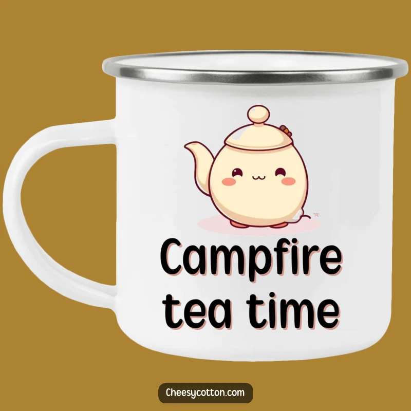 Funny Shy Teapot Camping Mug: Serene Character Humor Gift