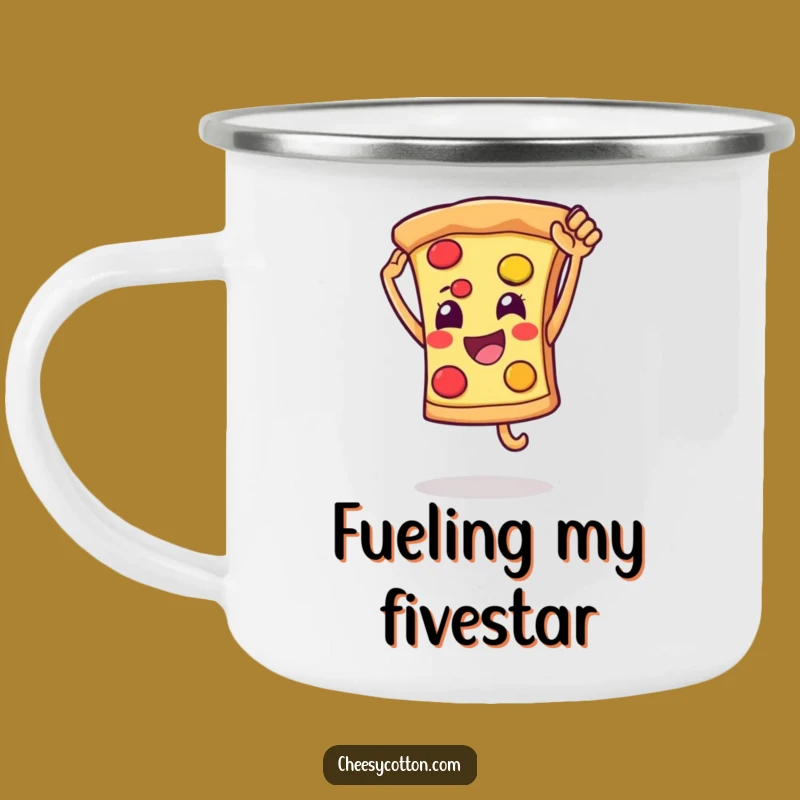 Funny Pizza High Five Camping Mug: Cheerful Drinkware for Fun Outdoor Meals