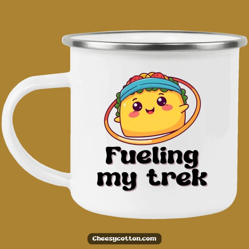 Funny Kawaii Taco Hula Hoop Enamel Mug: Fiesta Adventure Ready, Ideal Funny Gift