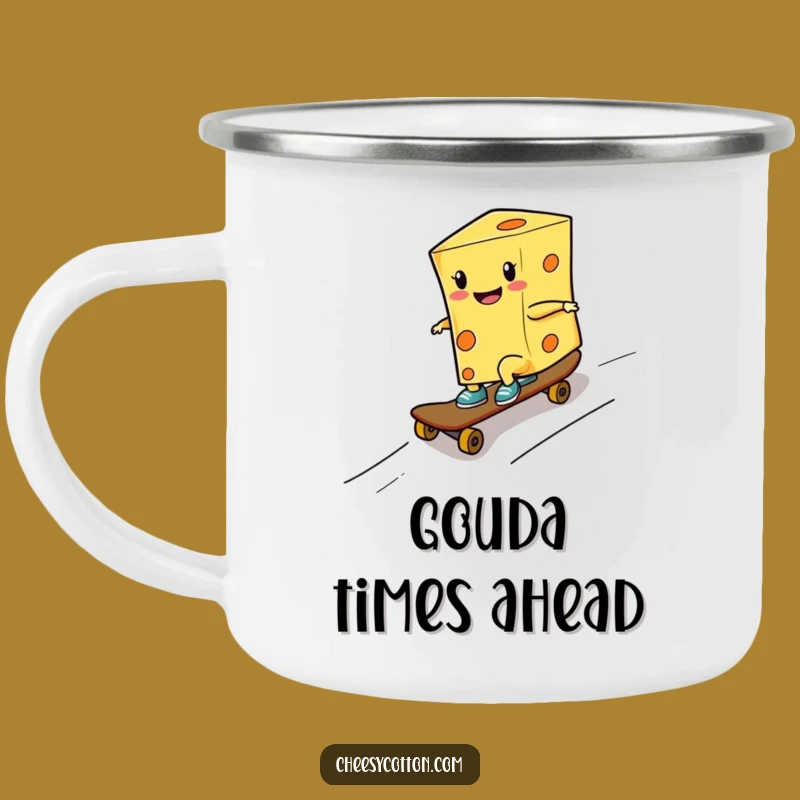 Funny Cheese Skater Camping Mug Adventure Ramp Drinkware Foodie Gear