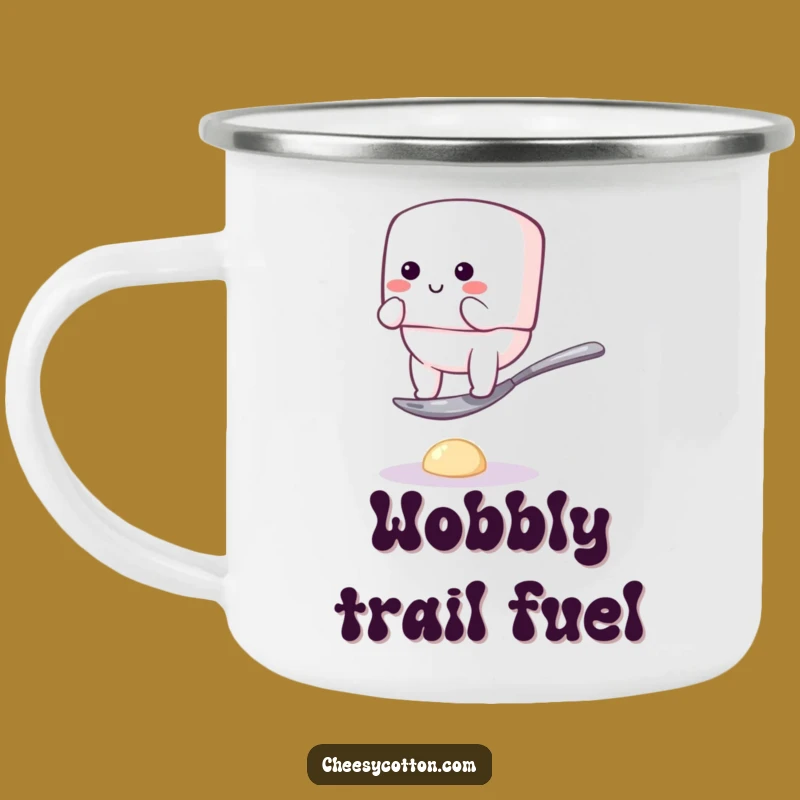 Funny Marshmallow Balance Camping Mug: Adventure-Ready Character Humor Gift