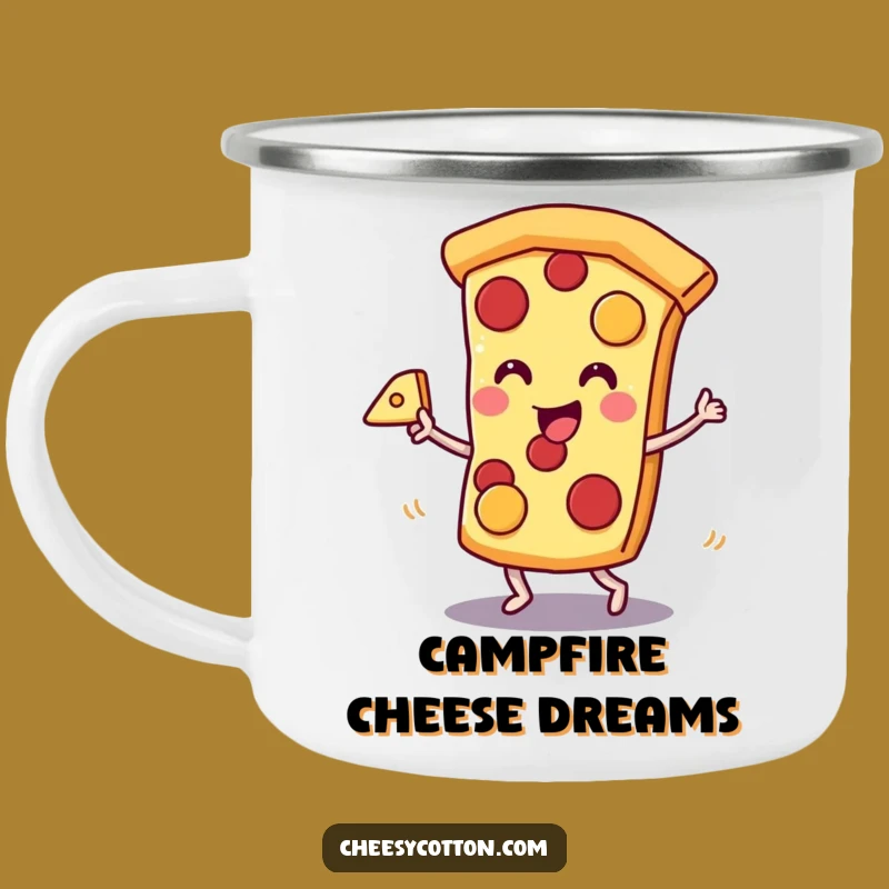 Funny Pizza Dance Camping Mug: Kawaii Slice Outdoor Mug, Cheesy Funny Gift