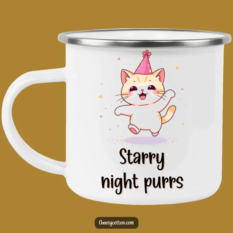 Funny Kawaii Cat Camping Mug, Glitter Leap - Outdoor Funny Gift