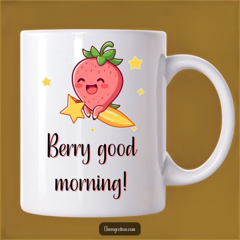 Funny Strawberry Star Mug, Cheerful Rider - Whimsical Funny Gift