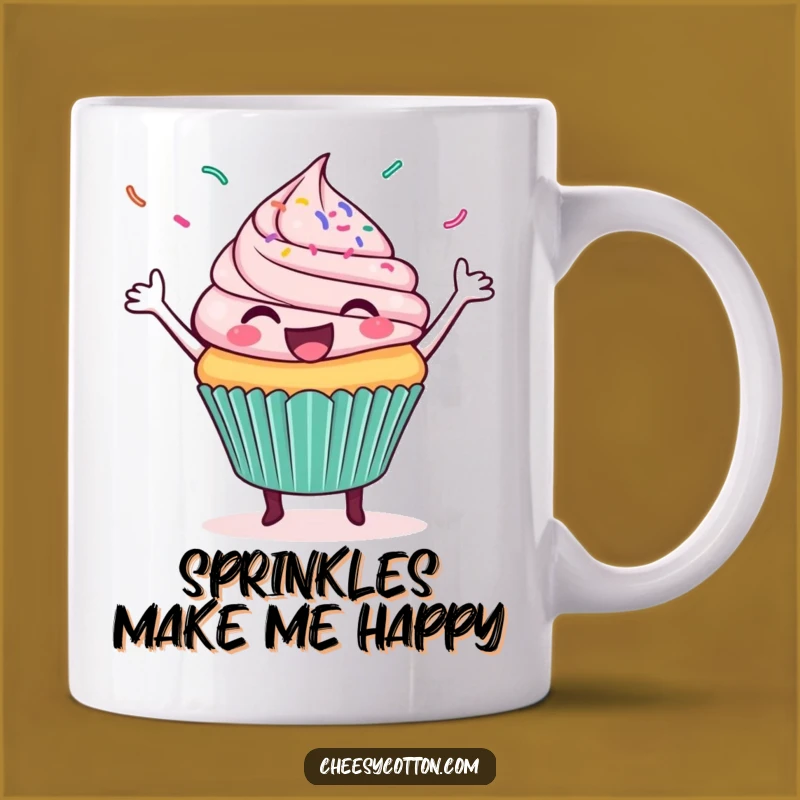 Funny Cupcake Dance Mug: Delighted Sprinkles, Perfect Celebration Gift