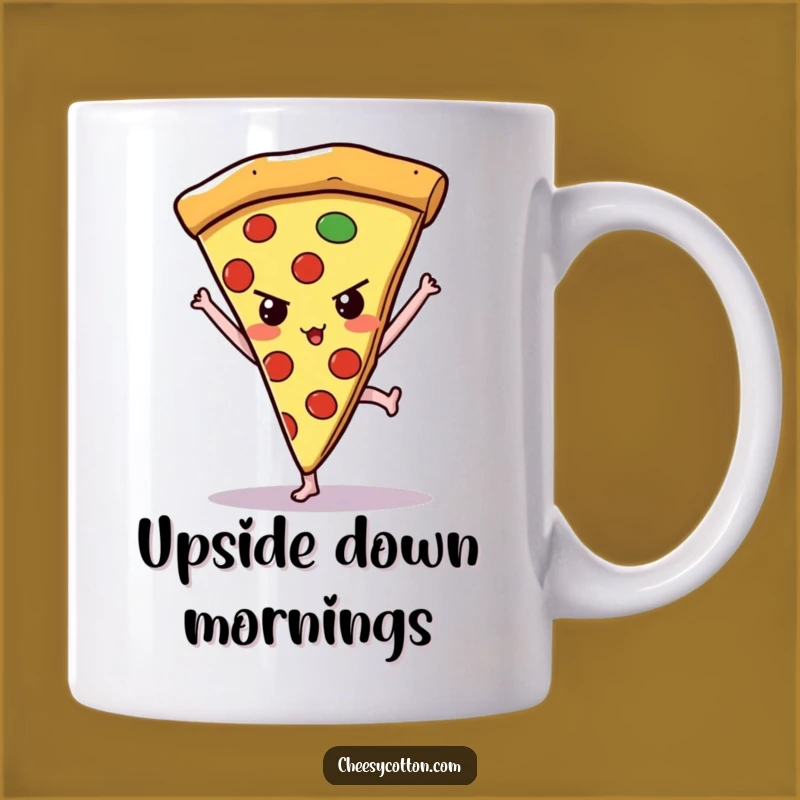 Funny Kawaii Pizza Handstand Mug A Slice Of Determination And Laughter