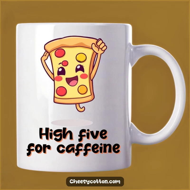 Funny Pizza High Five Mug: Cheerful Character Gift for Fun & Delicious Mornings
