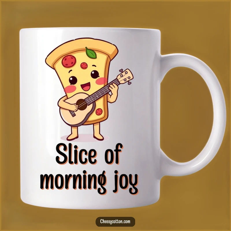 Funny Pizza Ukulele Mug: Adorable Musical Food Character Gift for Fun Lovers