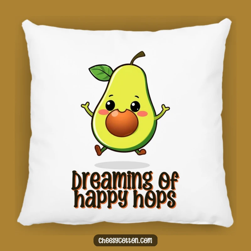 Funny Kawaii Avocado Hop Pillow - Cozy Cute Veggie Cushion for Happy Homes