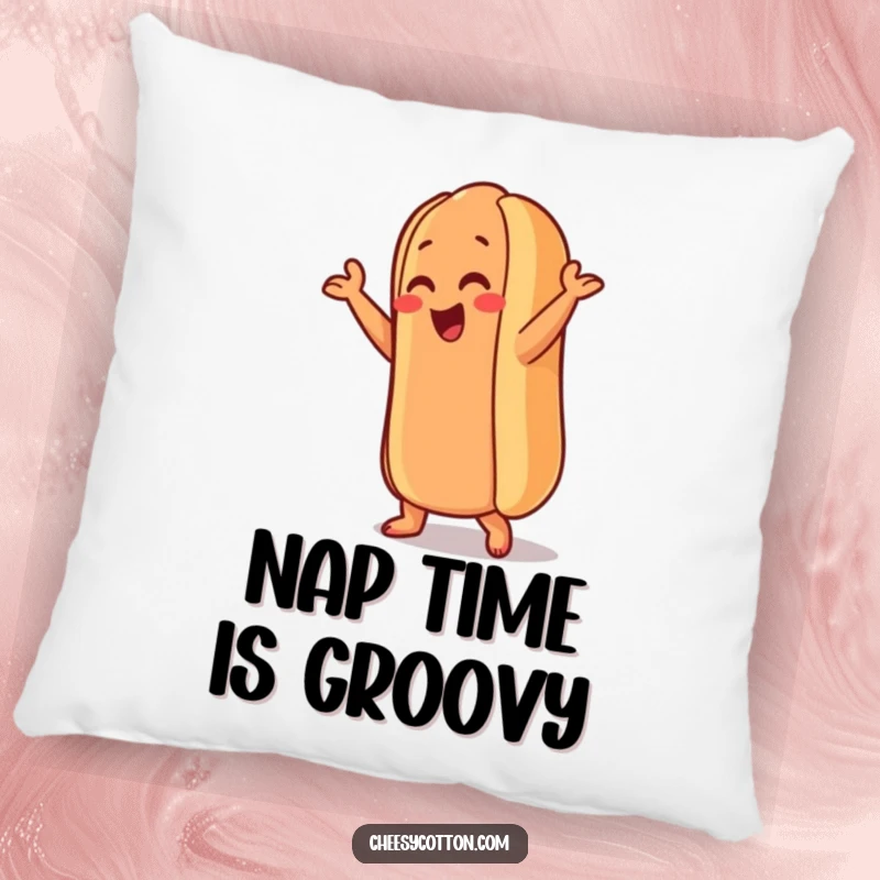 Funny Hot Dog Pillow: A soft pillow featuring a hot dog character performing a silly dance move, offering comfort and a dose of lighthearted humor.
