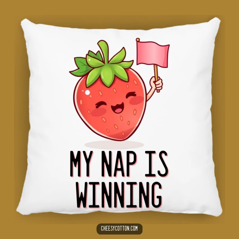 Funny Strawberry Flag Pillow: Cute Character Decor for a Cozy & Cheerful Home