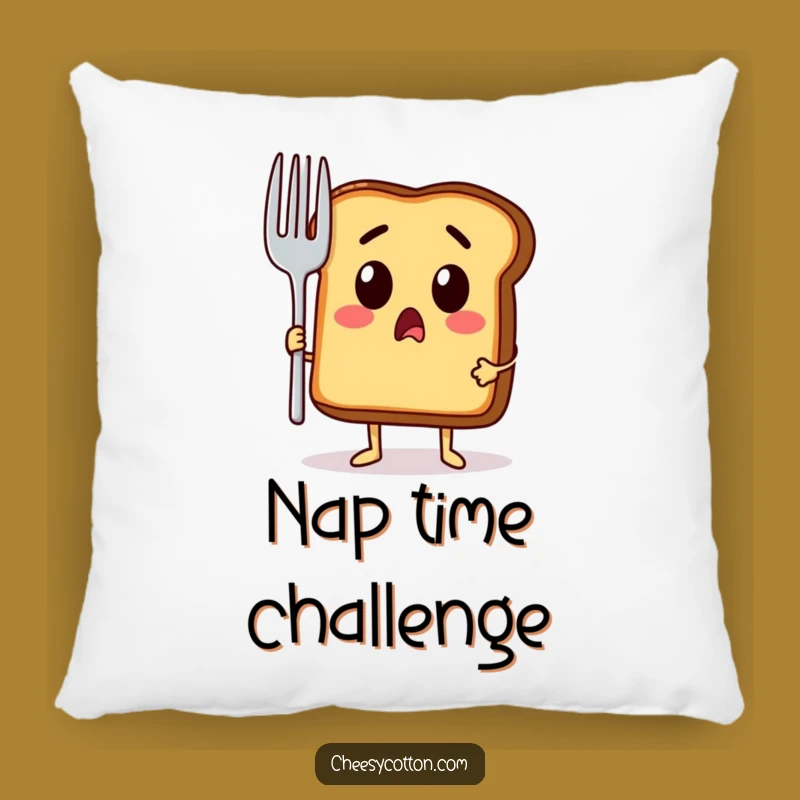 Funny Toast Fork Pillow: Cozy & Hilarious Breakfast Character Accent