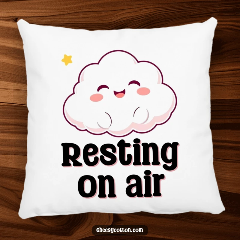 Funny Kawaii Cloud Pillow: A soft, plush pillow designed as a cute kawaii cloud character, giggling softly as it floats.