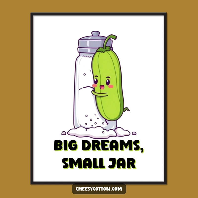 Funny Pickle Climb Digital Art: Hilarious Character Print for Instant Motivation