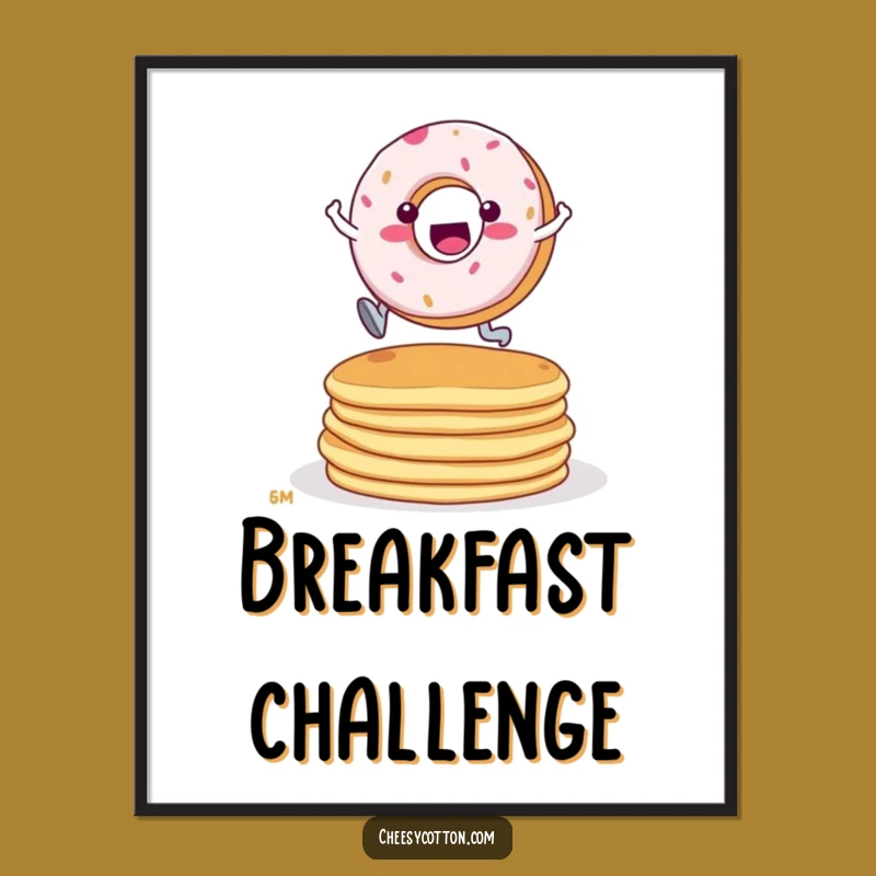 Funny Donut Pancake Leap Digital Art - Instant Dynamic Breakfast Decor Download!
