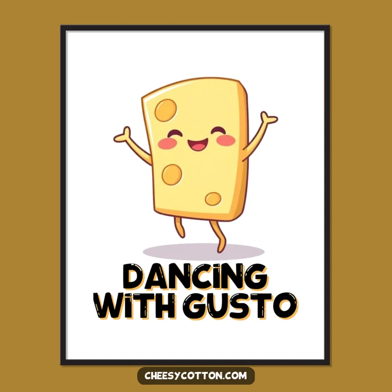 Funny Cheese Dance Digital Art: High-Quality, Cheerful Food Character Print
