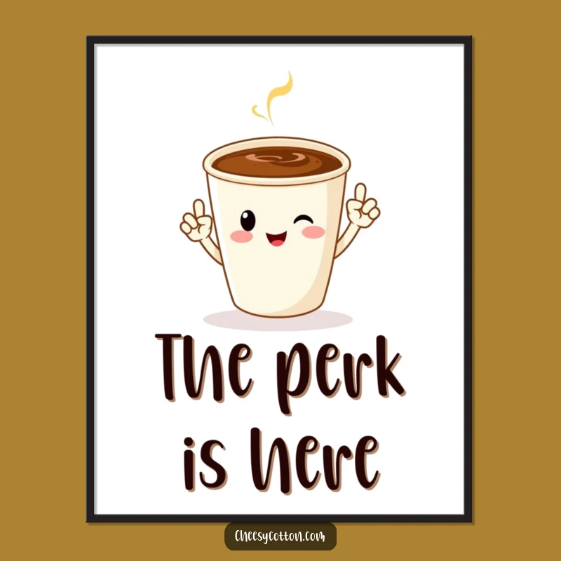 Funny Coffee Jazz Hands Digital Print: Instant Cheerful Character Art Download