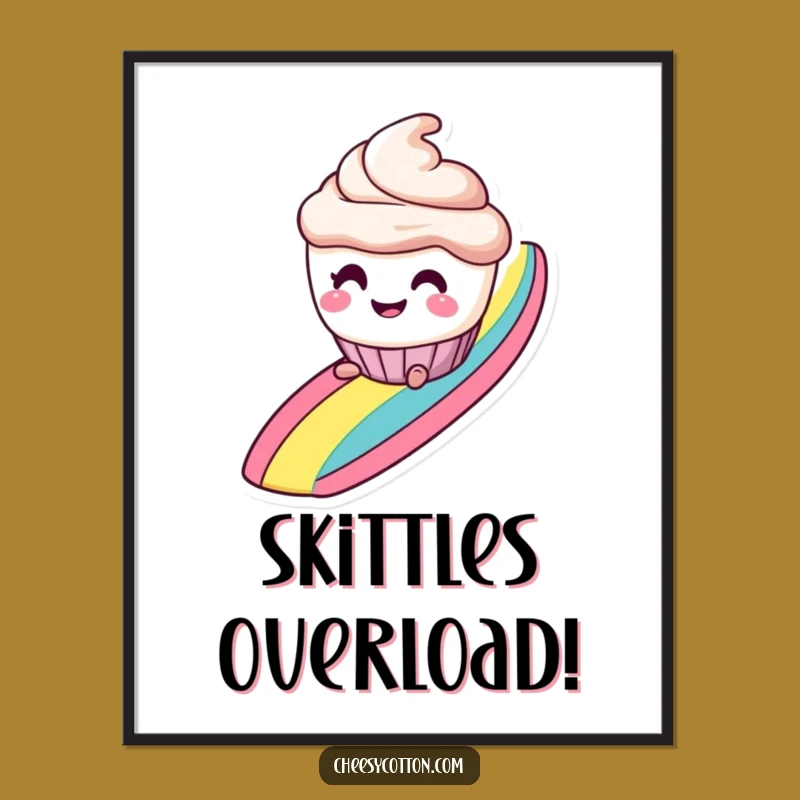 Funny Cupcake Digital Print, Rainbow Slide - Instant Sweet Funny Gift