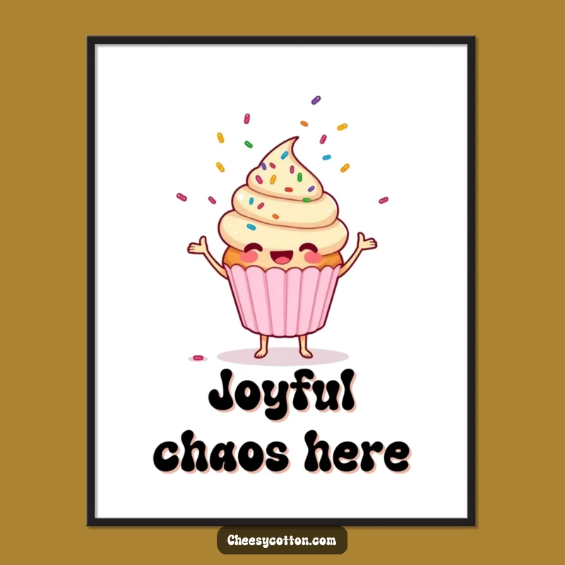 Funny Cupcake Juggling Sprinkles Digital Art: Instant Joyful Decor!