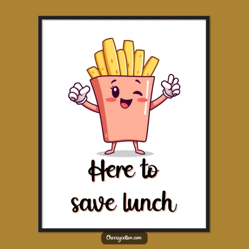 Funny French Fry Superhero Digital Art: Instant Heroic Decor!