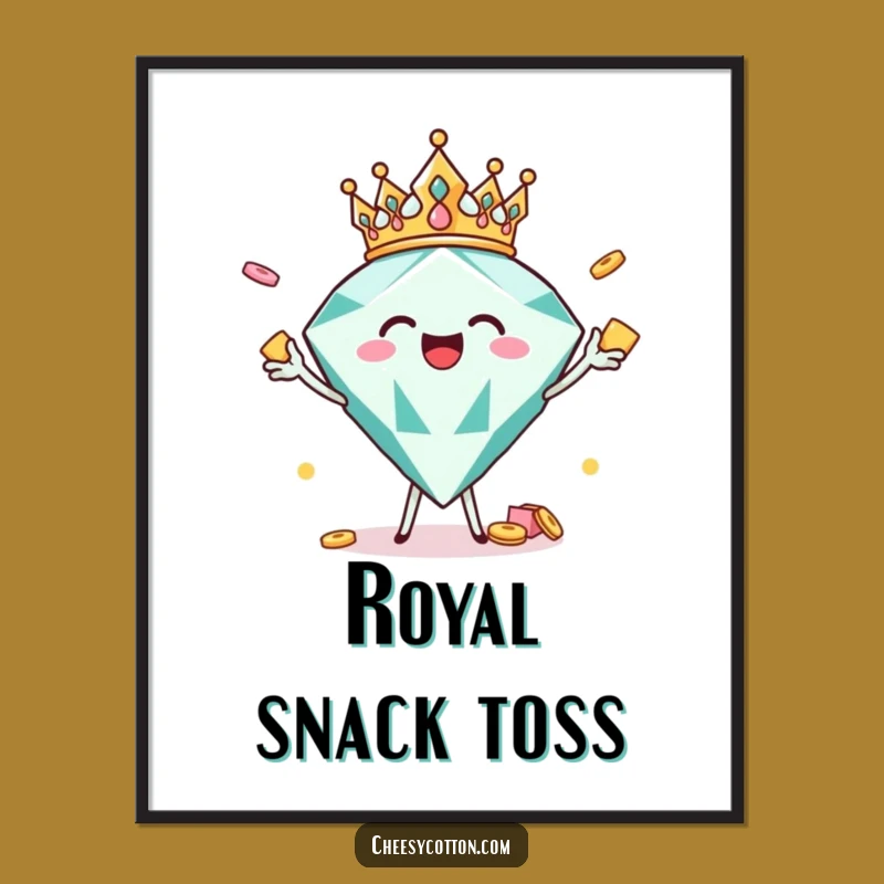 Funny Joyful Diamond Crown Digital Art: Instant Hilarious Sparkle for Your Walls