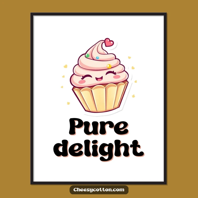 Funny Kawaii Cupcake Digital Art: Instant Joy! Spinnin' Decor, Whimsical Funny Gift Download