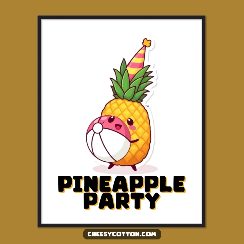 Funny Kawaii Pineapple Digital Art: Hilarious Printable Gift for Tropical Decor