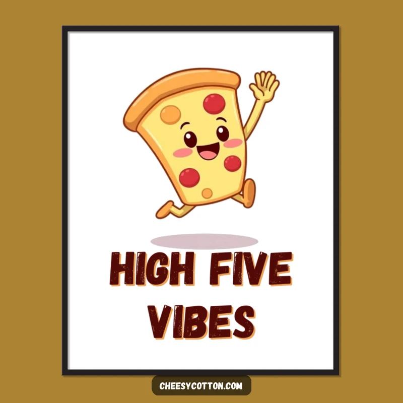 Funny Pizza High Five Digital Art: Instant Cheerful Decor!