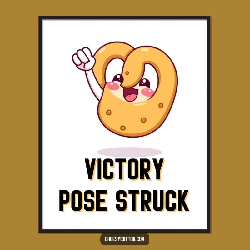 Funny Pretzel Fist Pump Digital Art: Cheerful Victory Decor