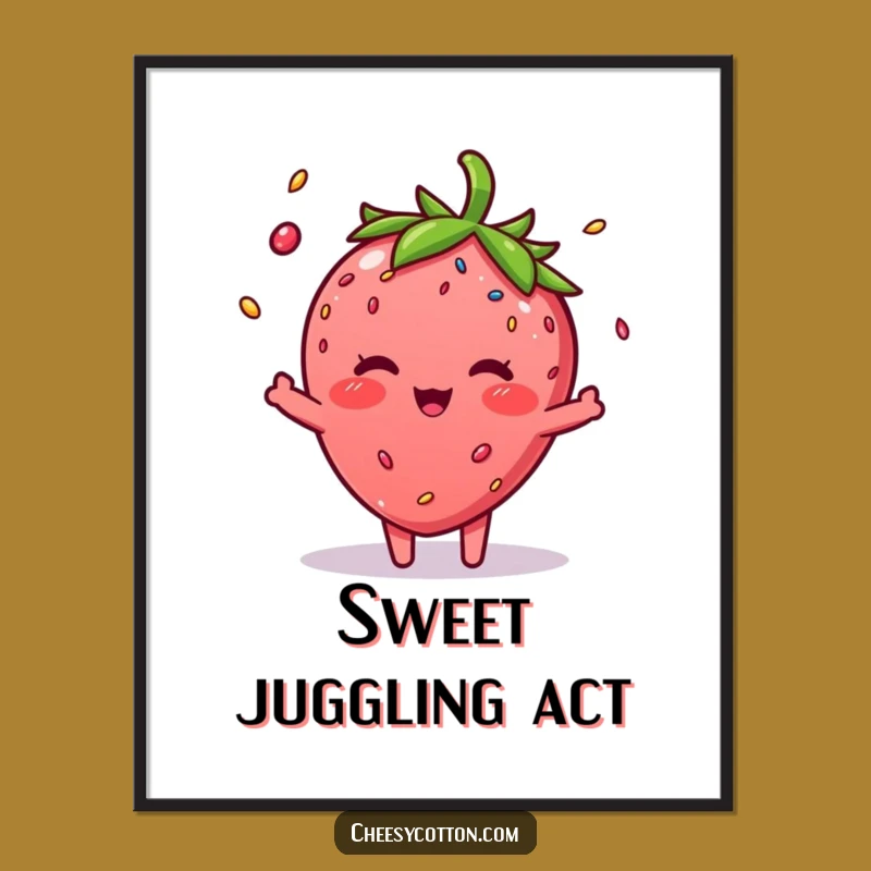 Funny Strawberry Sprinkle Digital Art - Instant Whimsical Fruit Decor Download!