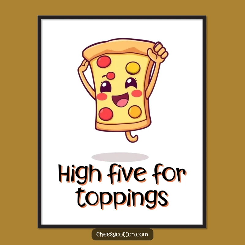 Funny Pizza High Five Digital Print: Cheerful Art for Instant Fun Decor