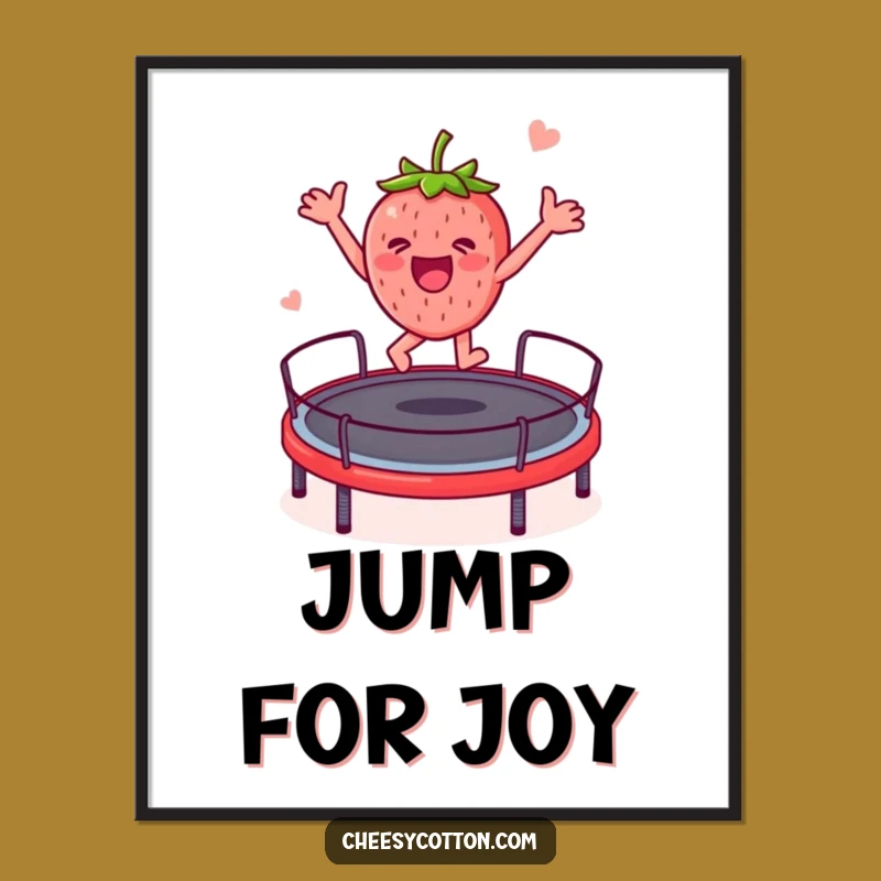 Funny Strawberry Trampoline Digital Art: High-Quality, Hilarious Character Print