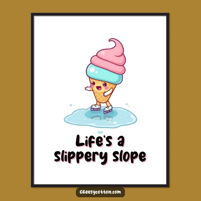 Funny Ice Cream Digital Art: Skating Bliss Instant Download, A Sweet Funny Gift!