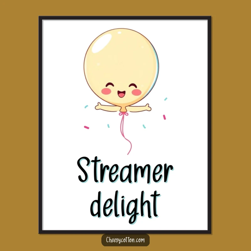 Funny Playful Balloon Streamer Digital Art: Instant Hilarious Cheer for Your Walls