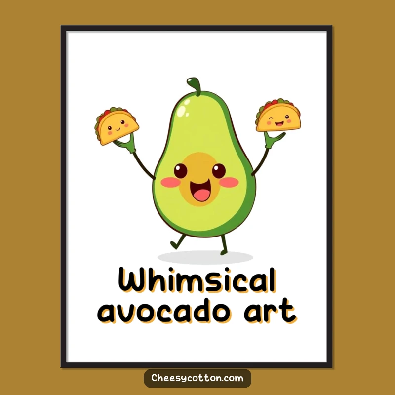 Funny Avocado Taco Juggling Digital Art: Instant Hilarious Decor