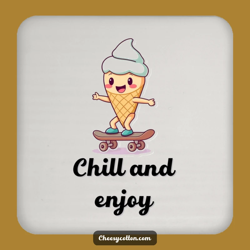 Funny Ice Cream Skateboard Coaster: Protect Surfaces with a Cool Character