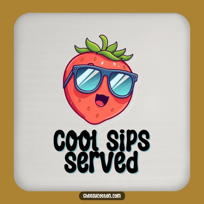Funny Strawberry Coaster: Protect Surfaces with a Giggle, Sunglasses