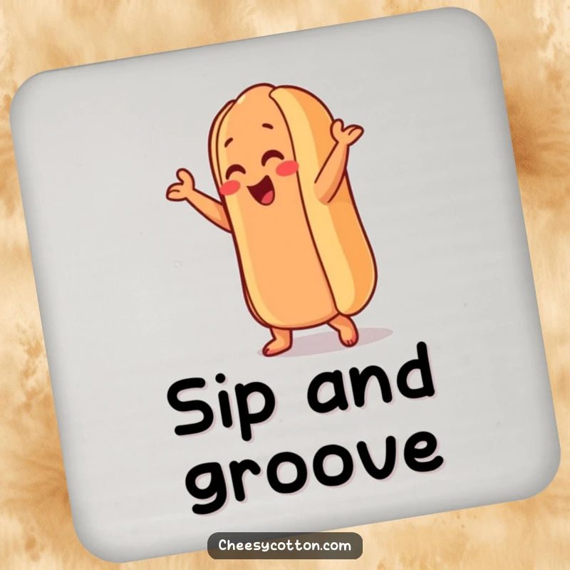 Funny Hot Dog Coaster: A hot dog character performs a silly dance move, providing a humorous and functional way to protect your surfaces.