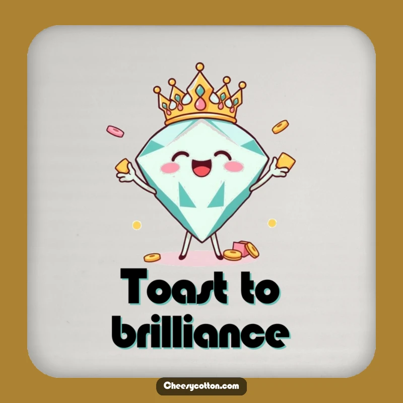 Funny Joyful Diamond Crown Drink Coaster: Protect Surfaces with Hilarious Sparkle