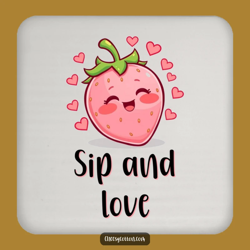 Funny Kawaii Strawberry Heart Coaster Protect Surfaces With Love
