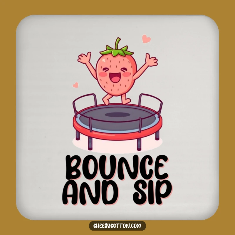Funny Strawberry Trampoline Coaster: Protect Surfaces with a Hilarious Character