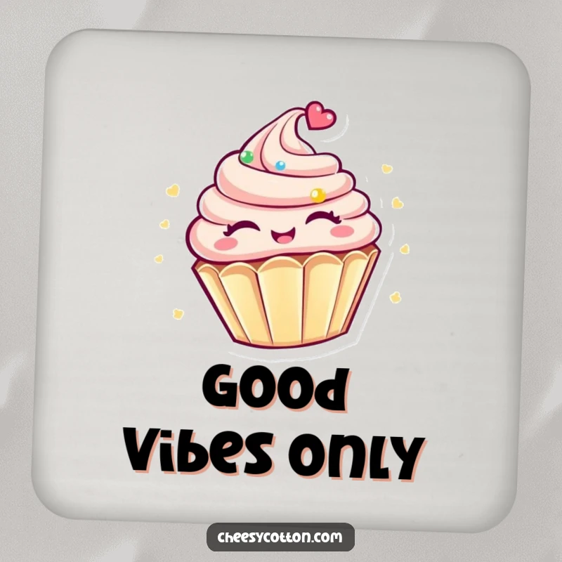 Funny Kawaii Cupcake Coasters: Cute, spinning kawaii cupcake characters protecting surfaces, adding a touch of happy decor.