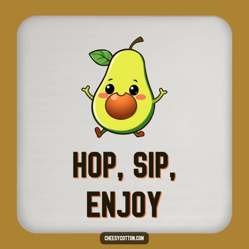 Funny Kawaii Avocado Hop Coaster Set - Cute Veggie Drink Protection for Tables
