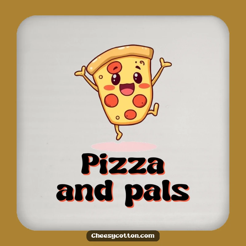 Funny Pizza Coaster: Protect Surfaces with a Cartwheeling Character's Charm