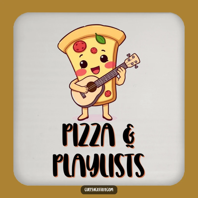 Funny Pizza Ukulele Coaster Set: Protect Surfaces with Cute Musical Art