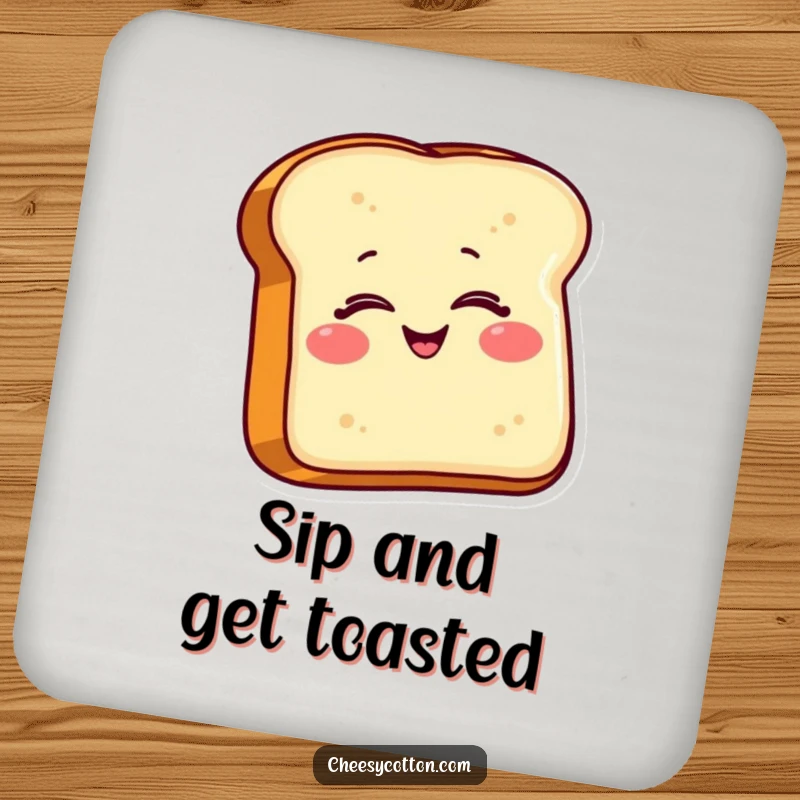 Funny Toast Coaster: A smiling toast character gives a wink, providing a humorous and charming way to protect your surfaces.